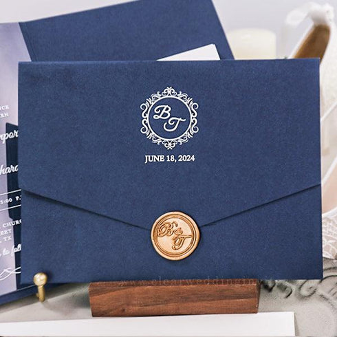 Classic Chic Monogram Clear Acrylic Pocket Wedding Invitations CWIA263 - Clear Wedding Invites